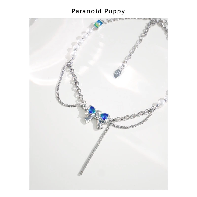 铜合金合成锆石项链 0911【宠粉福利】蝴蝶结项链女轻奢小众高级