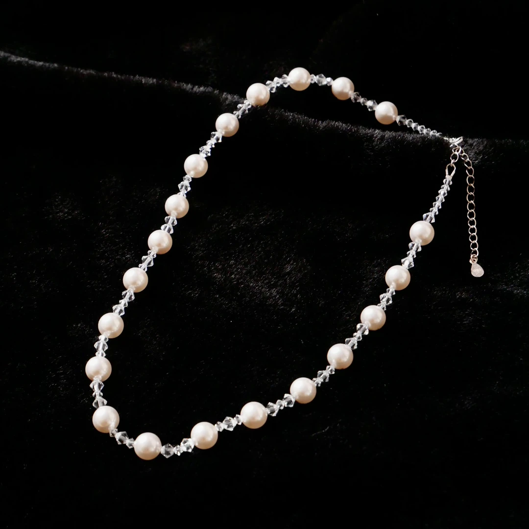 铜合金仿珍珠项链 【秒杀】珍珠串联温柔长款毛衣链项链