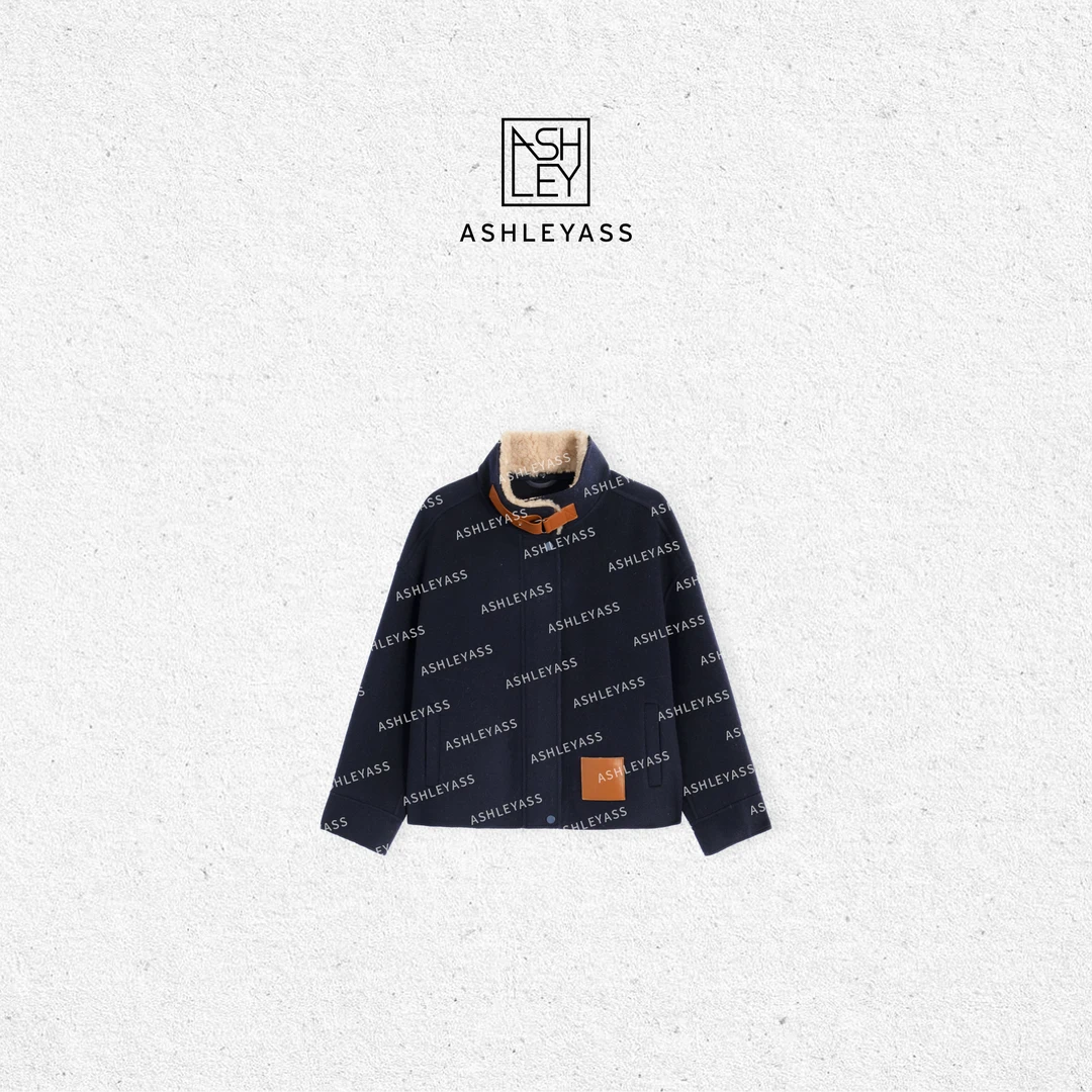 【ASHLEYASS】“罗伊大衣”双面呢大衣小落肩皮袢金属拉链LSS241777S