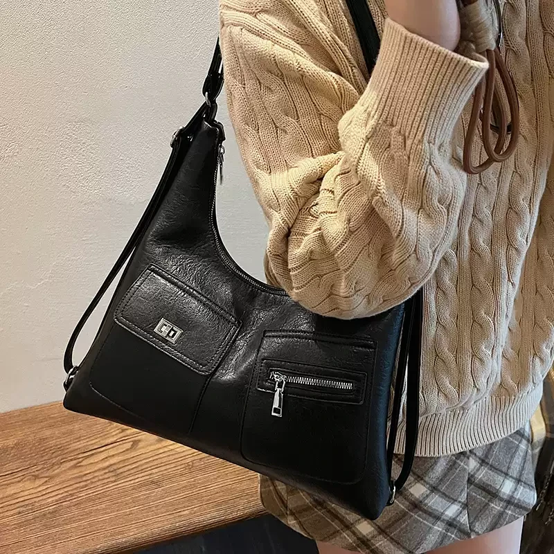 大容量通勤饺子包女秋冬2024新款小众设计单肩斜挎包时尚双肩背包