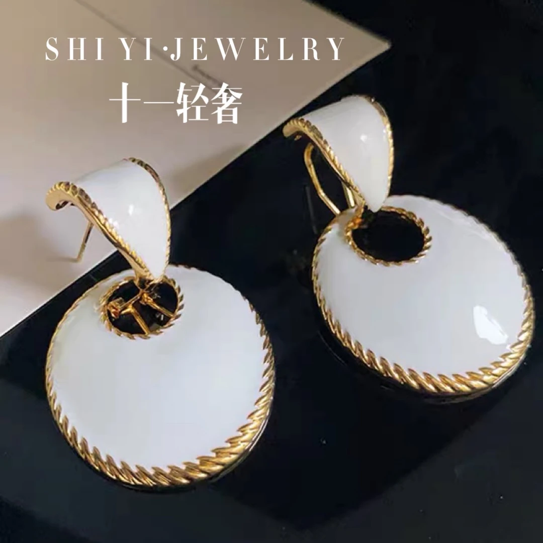 铜合金耳饰 Shiyi/【罗马假日】中古复古港风时尚百搭耳环两戴