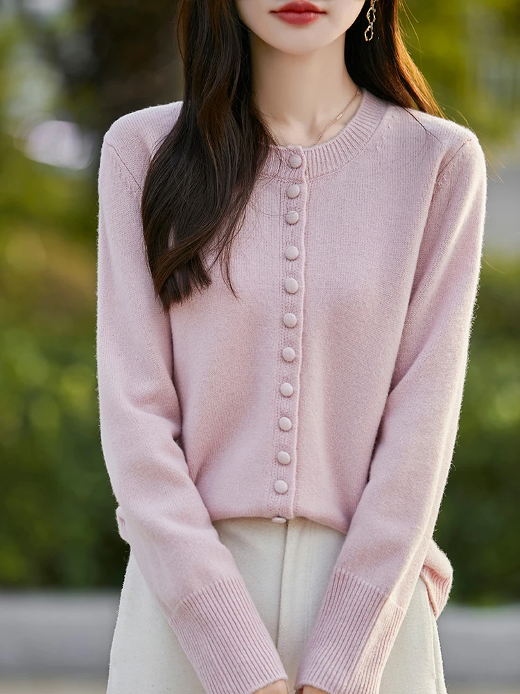 【入冬】秋冬气质百搭圆领长袖针织羊毛开衫