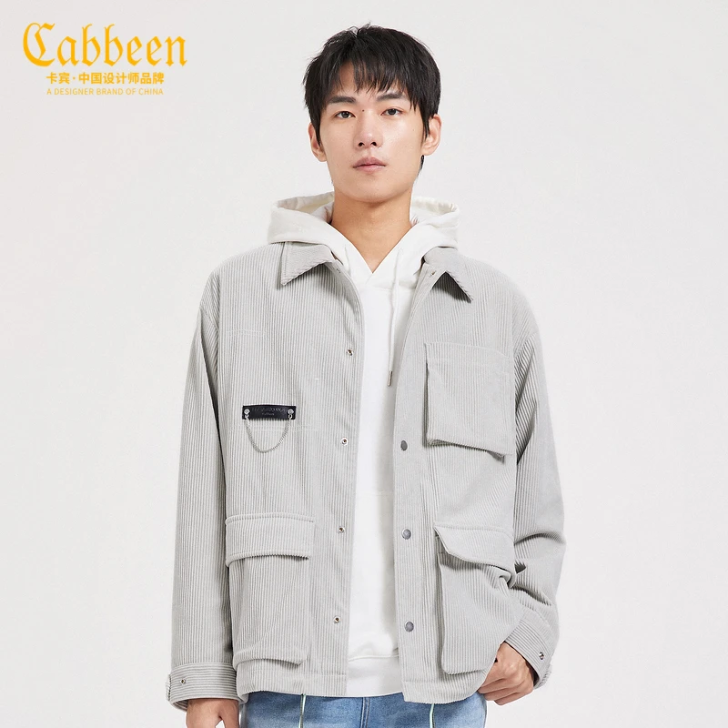 CABBEEN卡宾男装工装风灯芯绒夹克秋冬链条装饰宽松潮3213138030