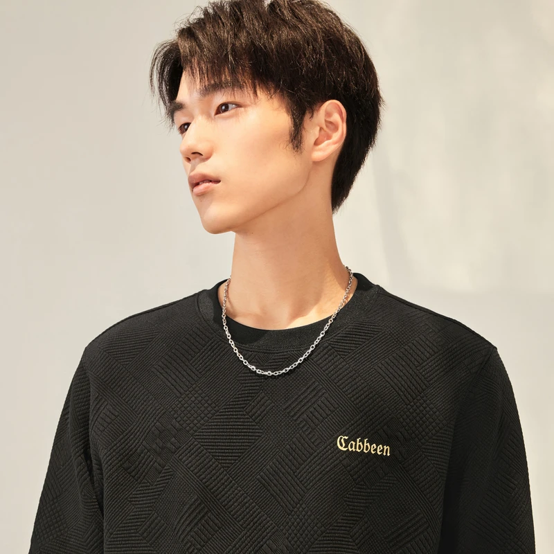 卡宾高周波LOGO卫衣23新款几何肌理提花长袖预售3234164004