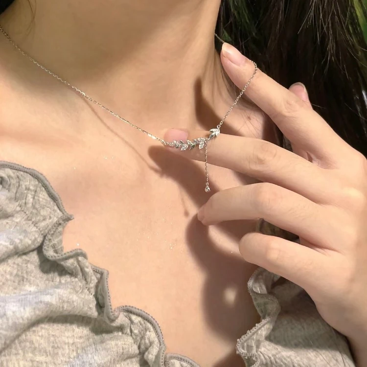 钛钢项链 流苏麦穗项链女轻奢ins小众高级感锁骨链送女朋友不掉色