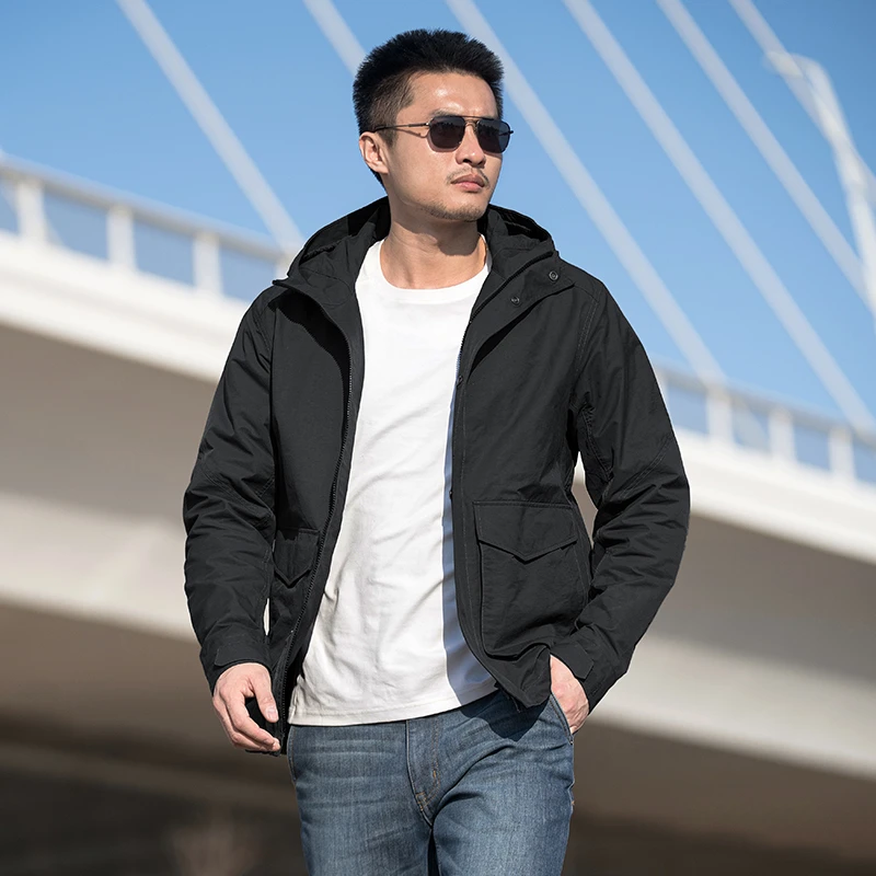 【龙牙】隐骏连帽战术薄款休闲男户外通勤拉链保暖百搭休闲男士外套