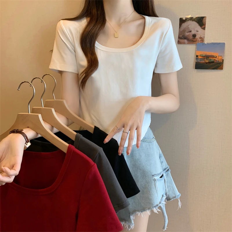 J大码女装遮肉显瘦t恤夏季新款胖妹妹洋气减龄时尚百搭短袖上衣女