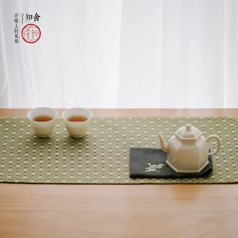 知舍织造织锦海棠茶席50*23  质地柔和 耐磨耐洗不勾丝茶道零配