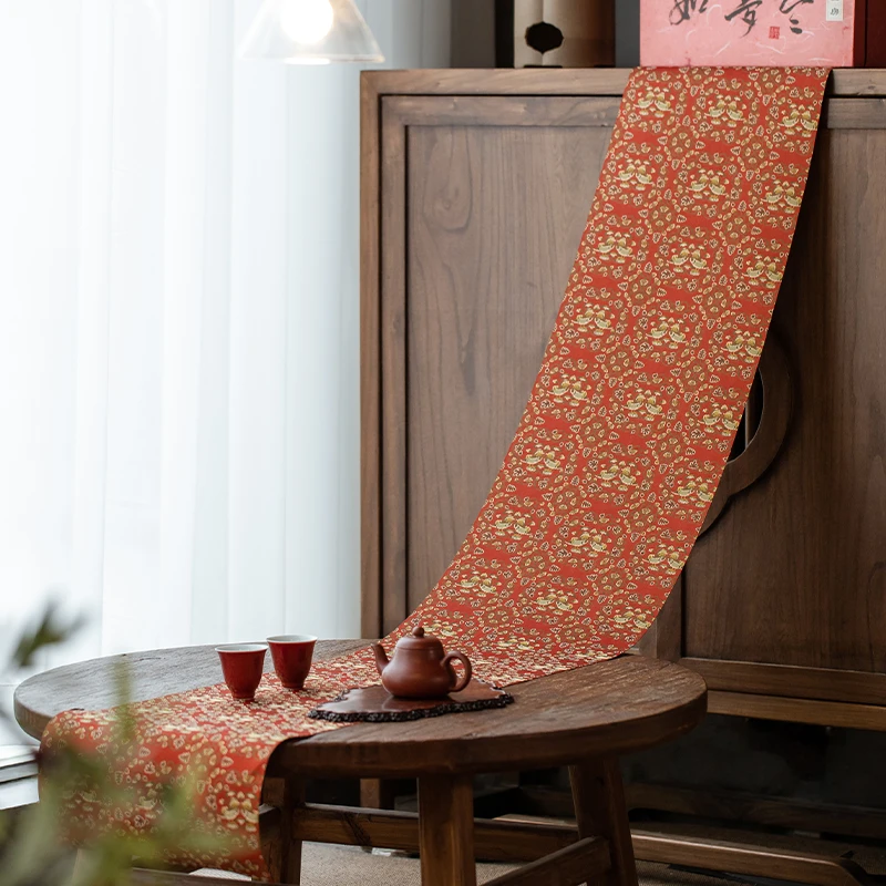 不羡仙鸳鸯纹样茶席 知舍织造 织锦工艺 传统纹样 正反两面使用