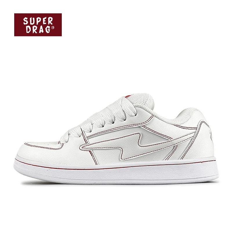 SUPER DRAG/超拽原创白红潮流百搭小众复古经典低帮休闲运动板鞋
