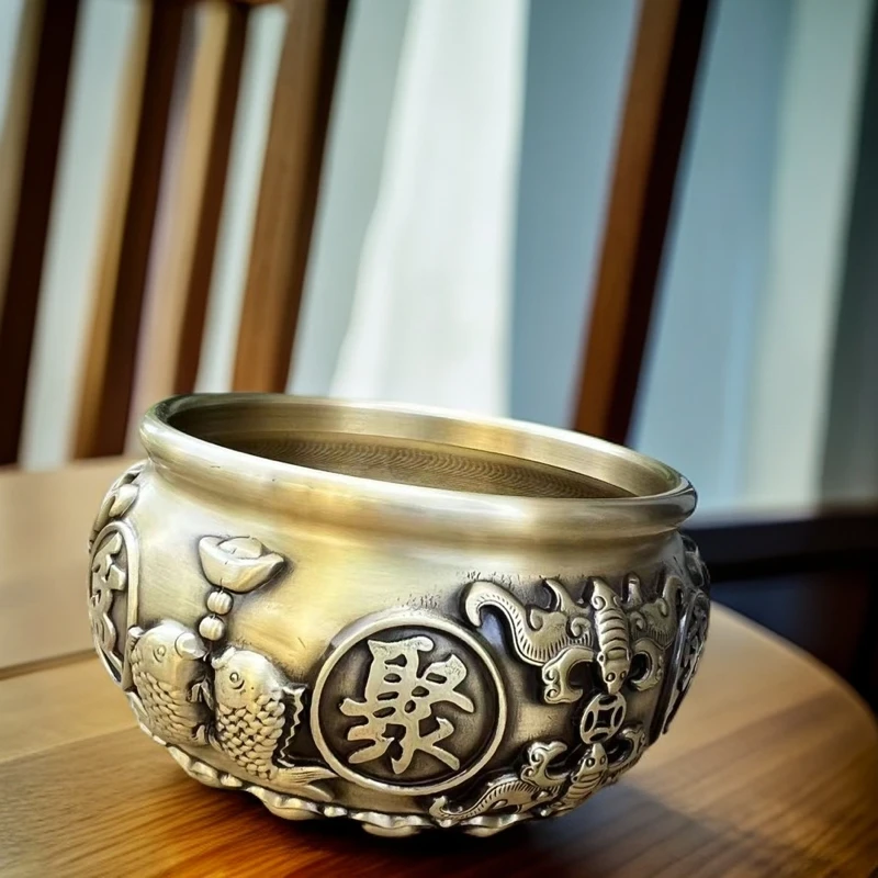 大号黄铜聚宝盆家用办公室聚财居家工艺品招财摆件