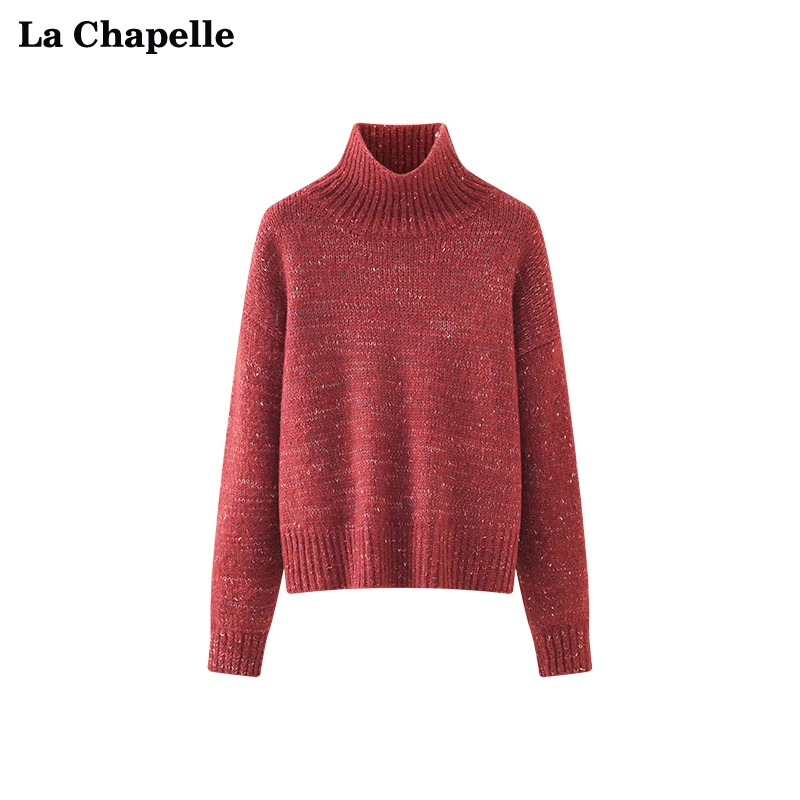 拉夏贝尔LaChapelle高领毛衣女纯色百搭慵懒风软糯针织衫简约冬
