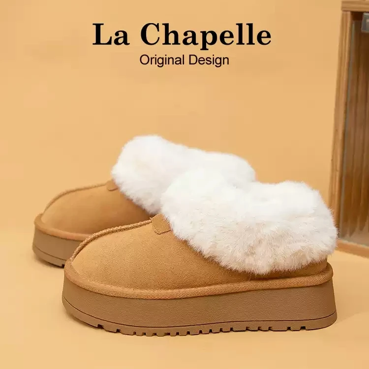 拉夏贝尔雪地靴子女款2025新款厚底冬季加绒加厚保暖东北大棉鞋子