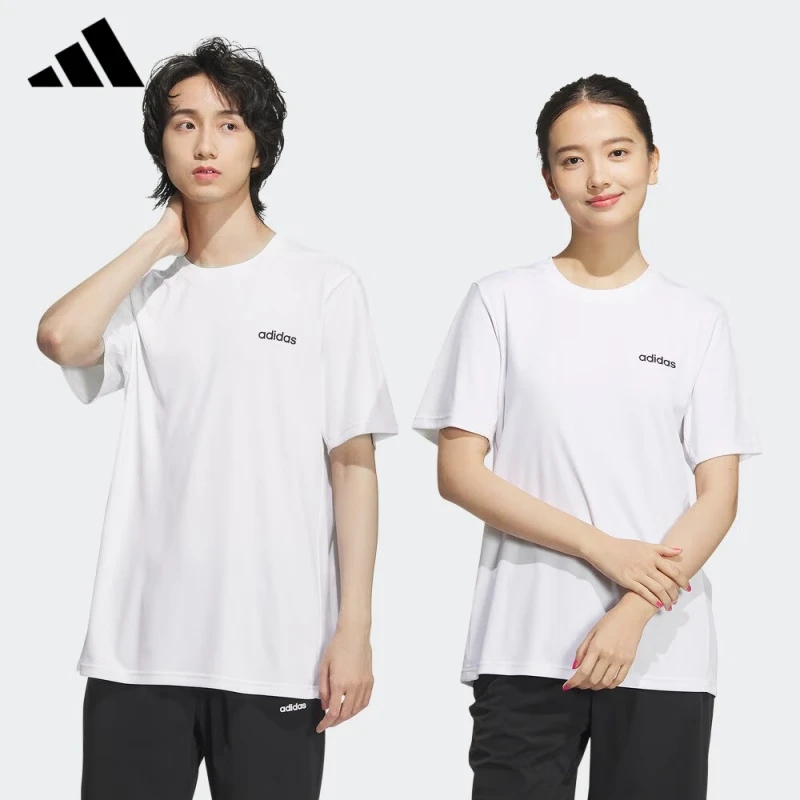 adidas/阿迪达斯速干针织短袖男女同款户外运动透气圆领休闲T恤衫