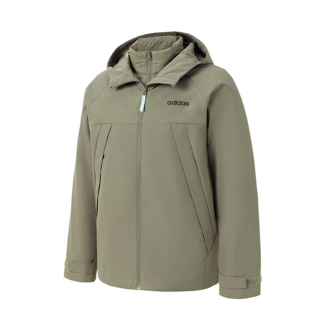 阿迪达斯运动夹克男女同款防风保暖棉服连帽三合一外套JL8265
