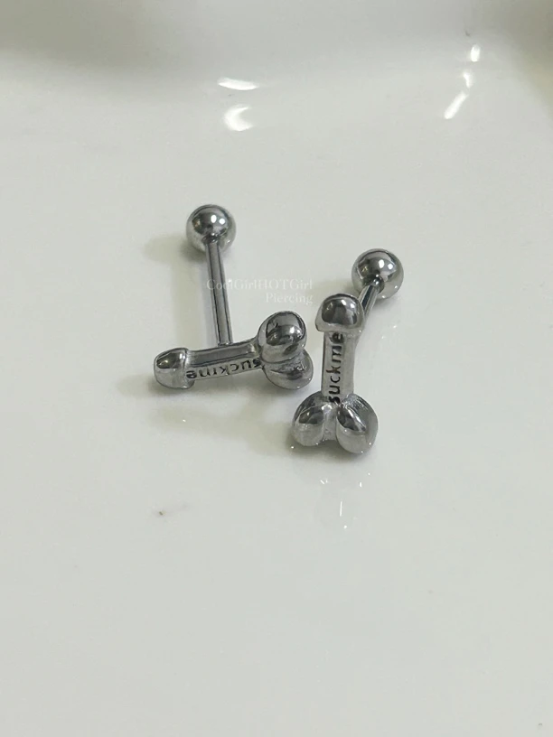 钛钢耳饰 CGHG 欧美情趣舌钉 外螺纹钛钢舌头钉 舌环