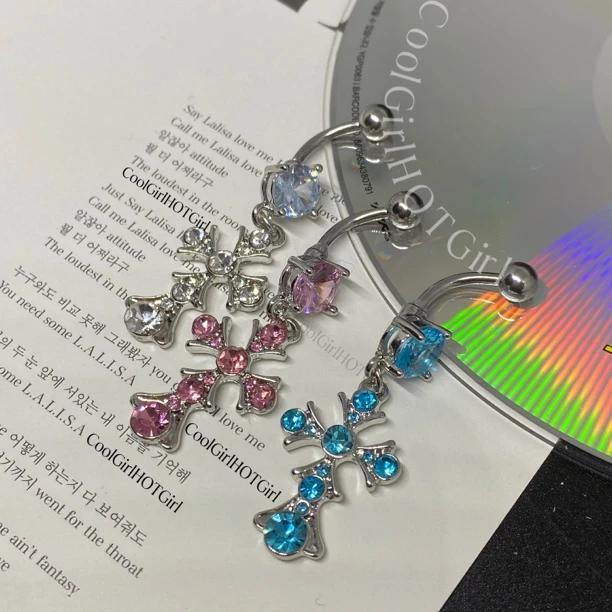 合金耳饰 CGHG 欧美辣妹风肚脐钉 钛钢外螺纹穿刺饰品 脐环