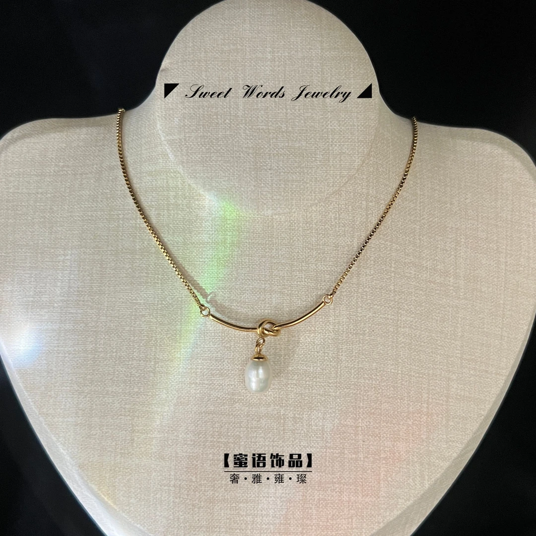 铜合金项链 X12【怦然心动】时尚简约百搭法式绳结轻奢笑脸锁骨项链