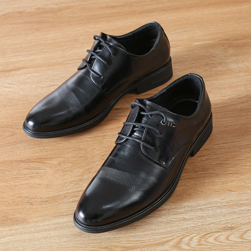 真牛皮脚感好撤柜捡漏男士皮鞋真皮黑色百搭商务正装上班系带男鞋