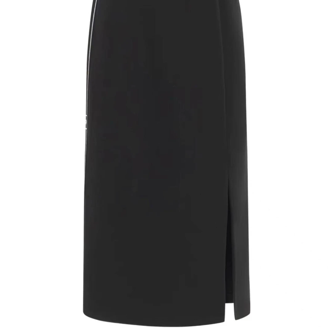 280黑色前开叉半身裙