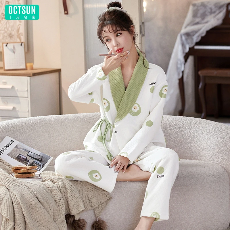 孕妇月子服产后服秋冬季家居服空气棉产妇哺乳衣大码孕妇睡衣套装