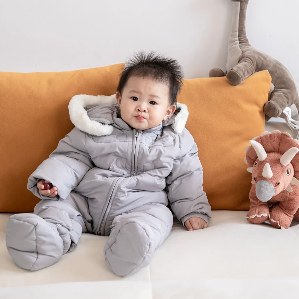 Sunroo/阳光鼠婴幼儿冬款保暖连帽常规款羽绒连体衣哈衣194BSK20