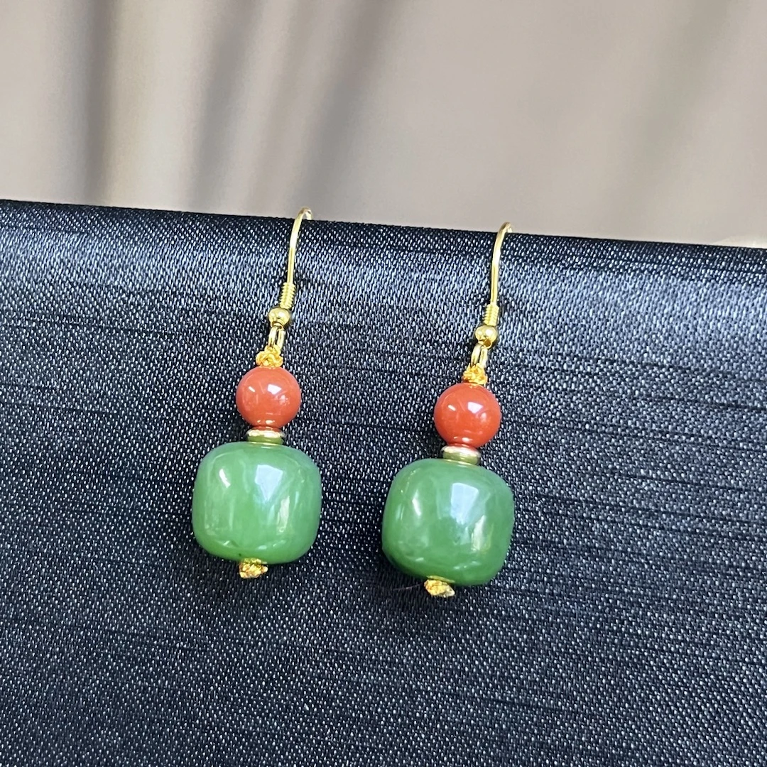 925银耳饰  【城丽】碧绿老型耳饰/对ZJH-574