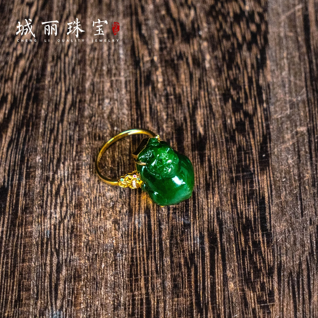 【城丽】九紫碧玉貔貅戒指/个（多样性发货）ZJH-512-1