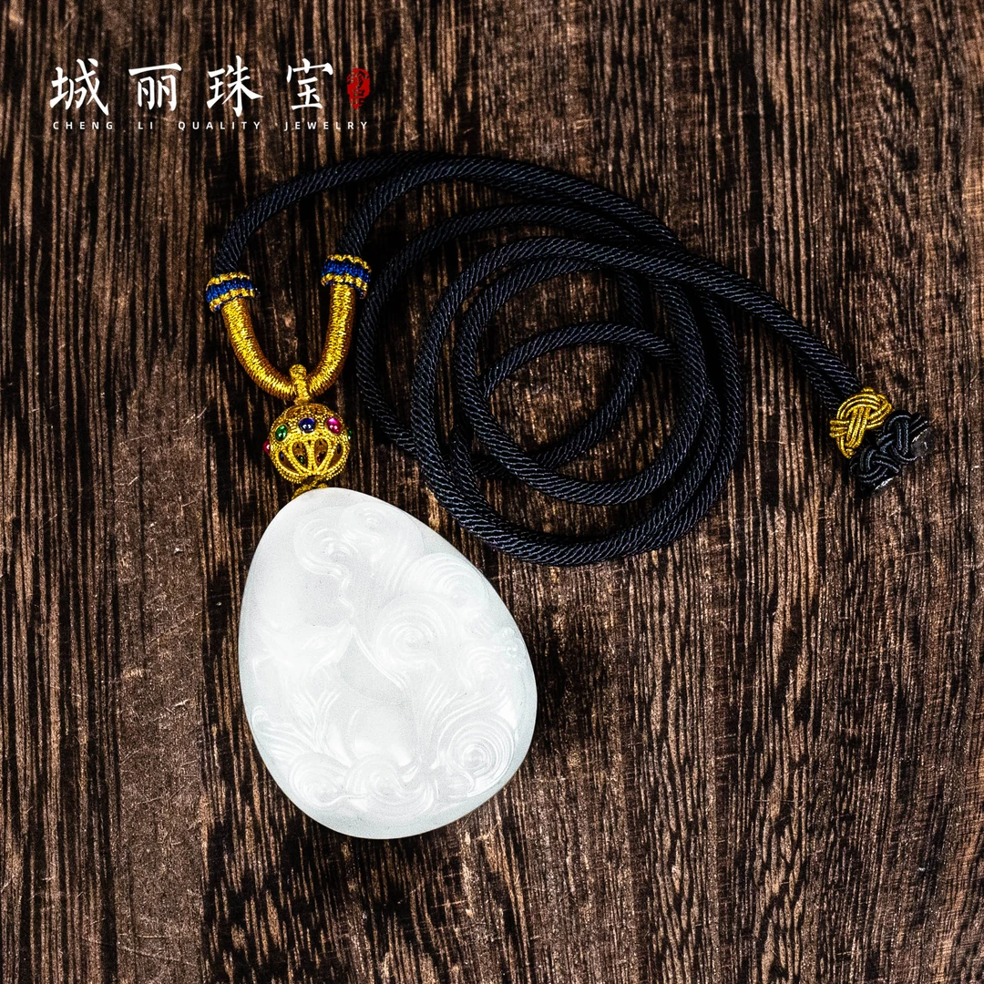 【九紫印旺】和田玉白玉九紫印旺凤九项链/条（多样发货）ZJI-199-2