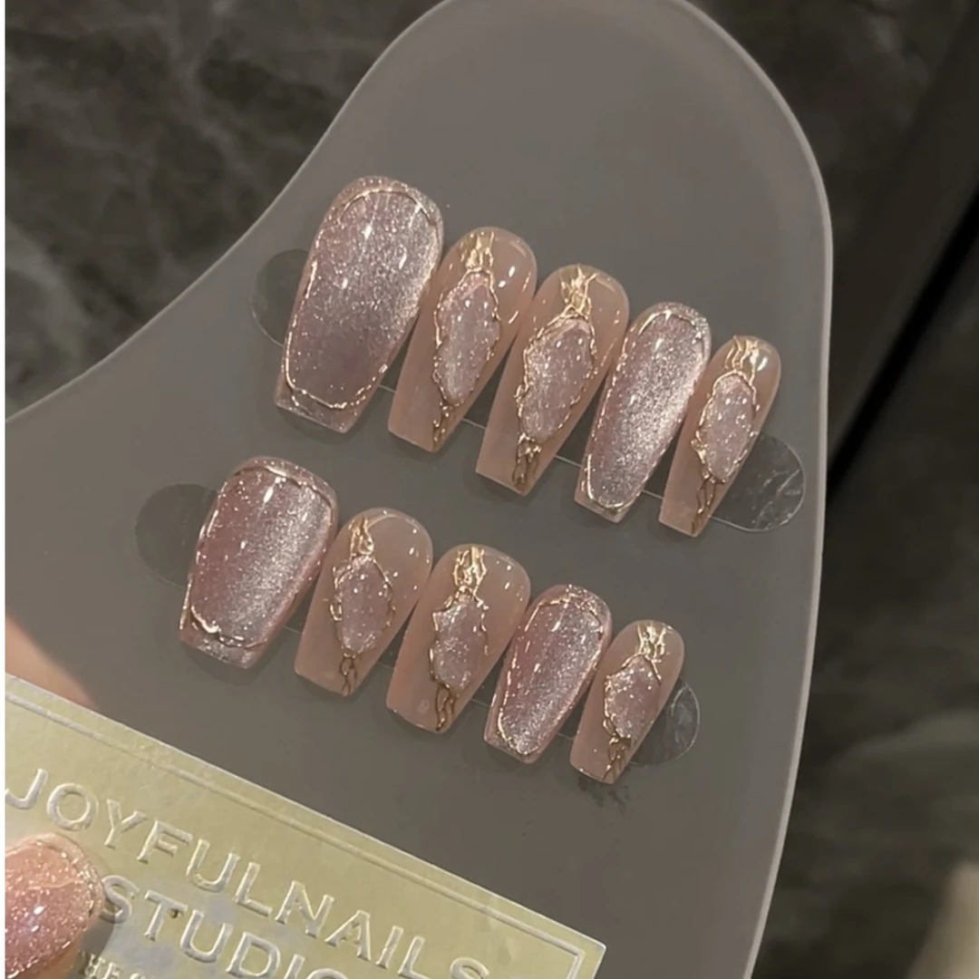 【粉黛】纯手工穿戴甲美甲贴穿戴光疗甲冰透渐变流行纯欲秋冬