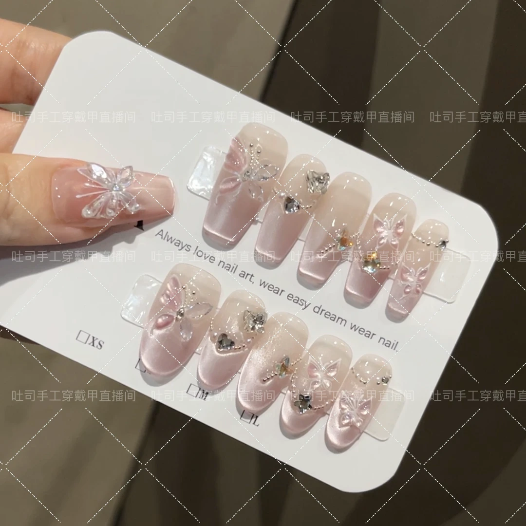 【莉莉丝】纯手工穿戴甲美甲穿戴光疗甲冰透渐变流行纯欲四季流行