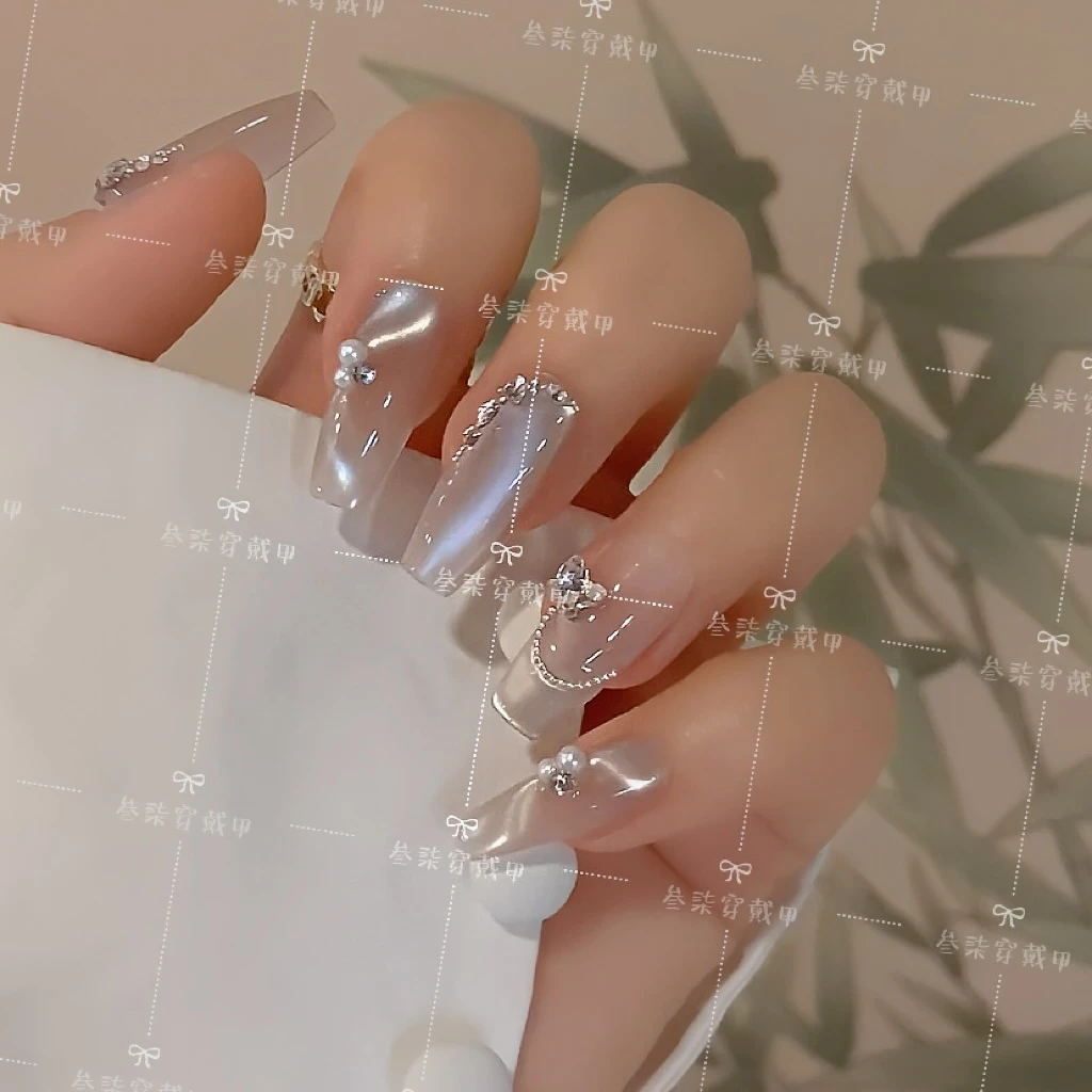 【月笼轻纱】纯手工穿戴甲美甲贴穿戴式光疗甲冰透渐变纯欲四季流行
