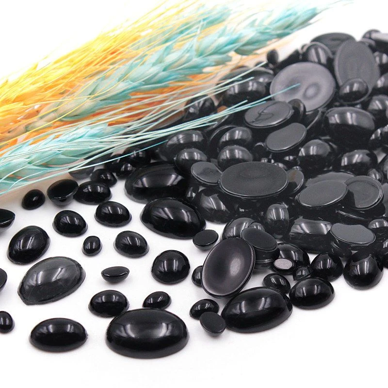 优质椭圆形黑色平底眼睛玩偶眼睛diy手工毛线发夹小公仔眼睛材料