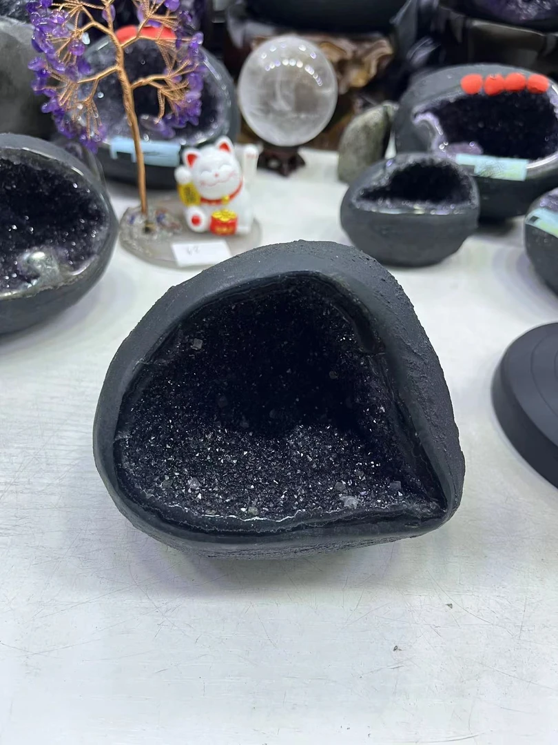 天然紫水晶钱袋子摆件