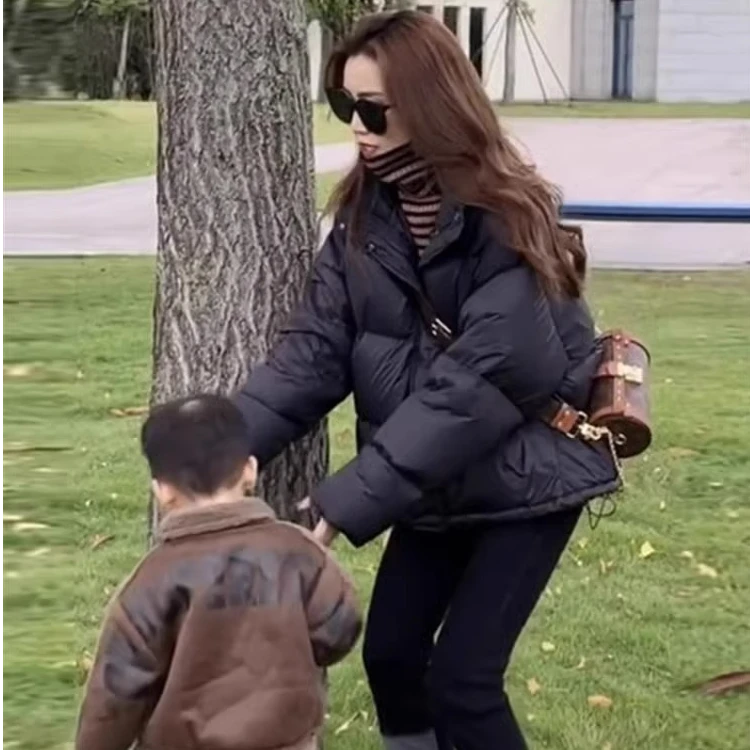 短款立领棉服女黑色冬季新款韩版加厚小个子休闲百搭学生面包外套