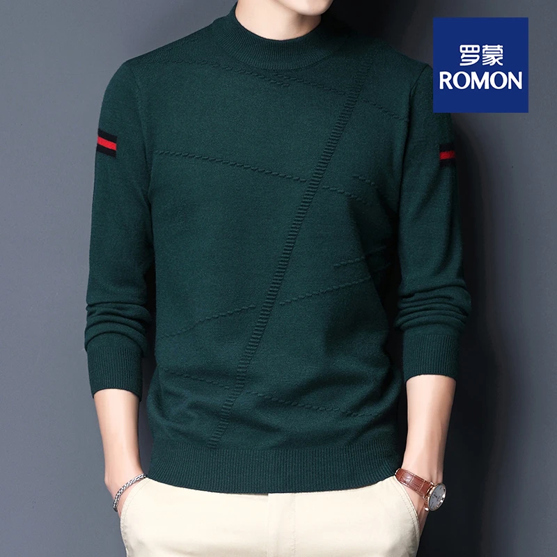 Romon/罗蒙冬季男士毛衣针织衫加厚打底衫保暖上衣毛衣8811打底衫