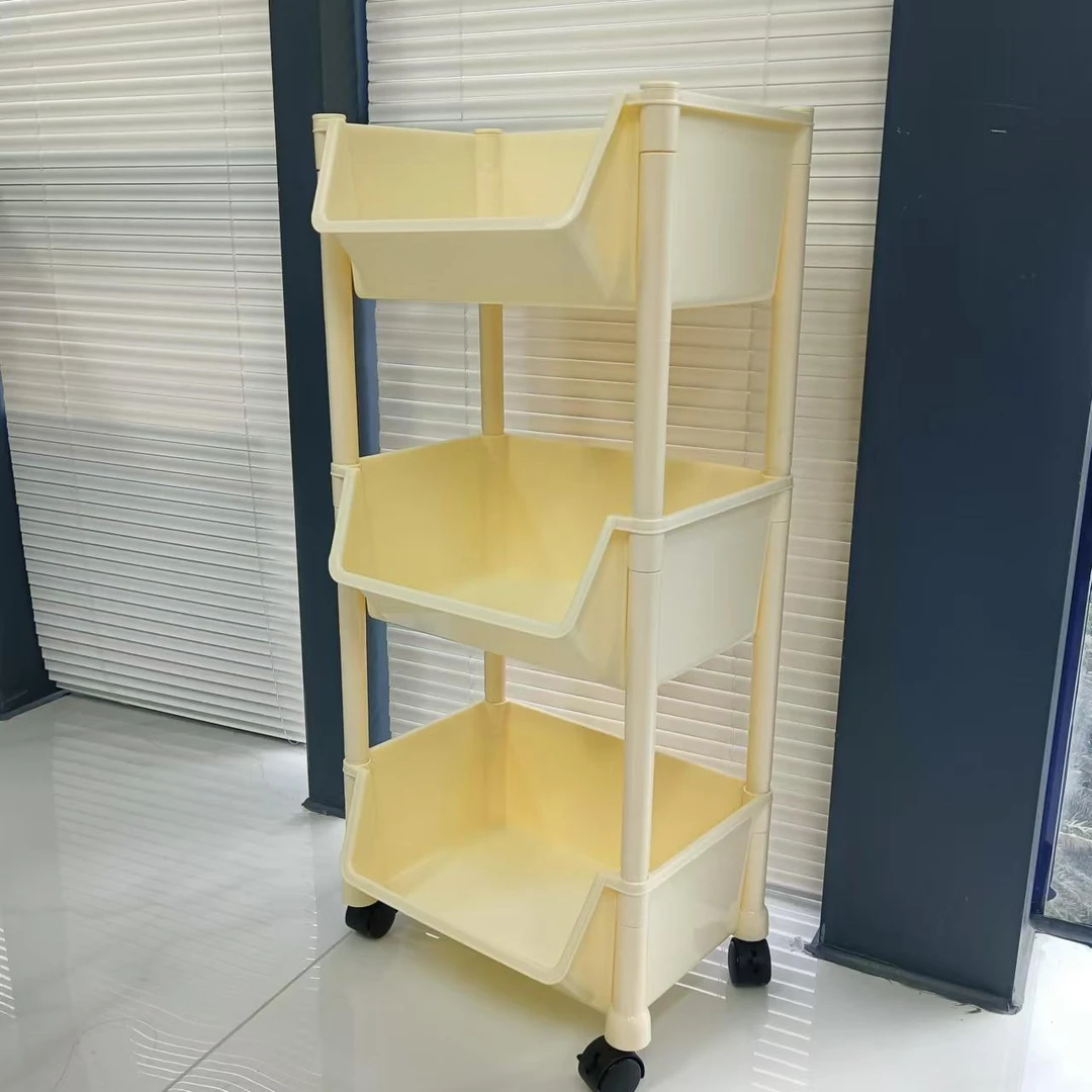 3层书桌置物架收纳储物架移动推车卧室客厅书本架儿童零食随机TT5