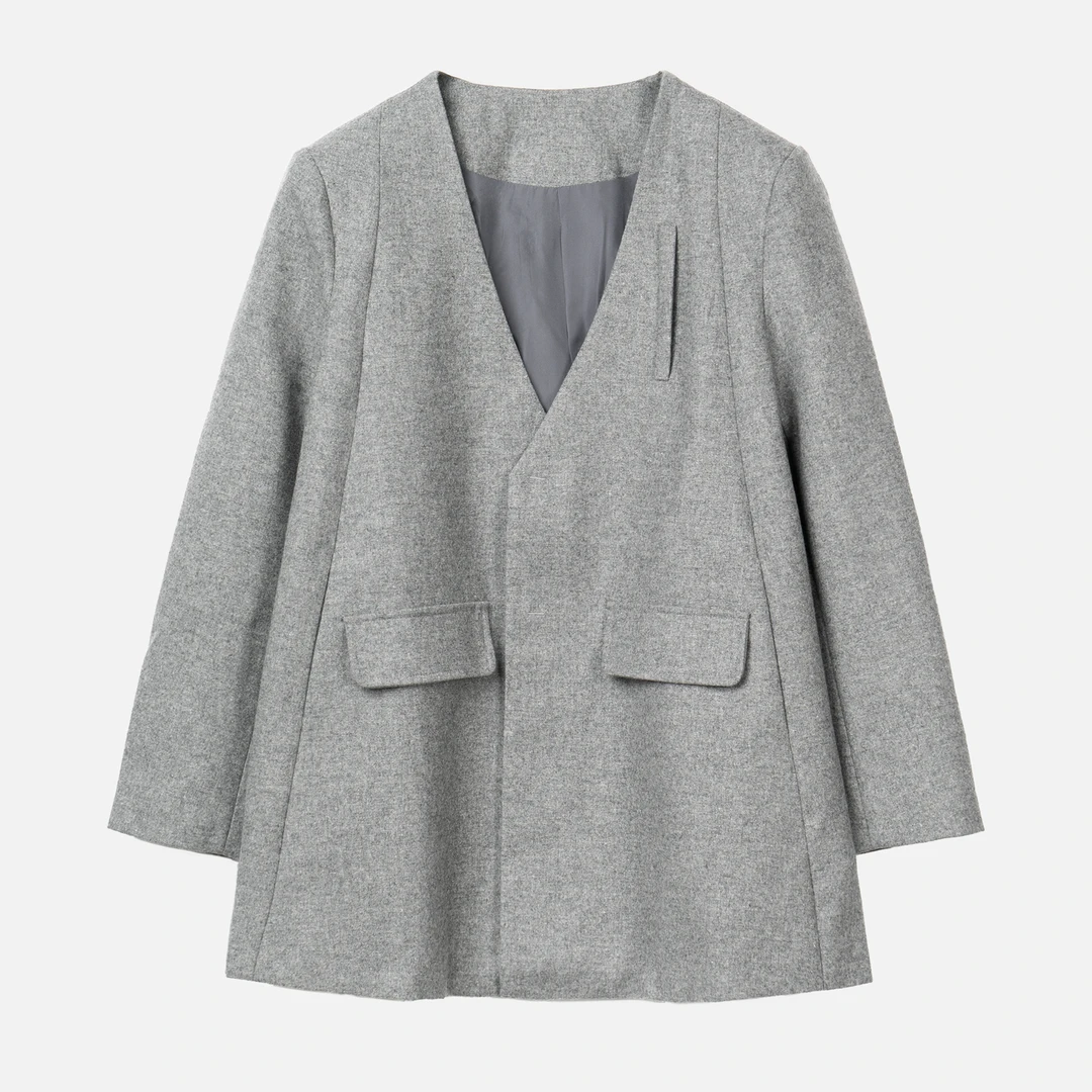 【coco甄选】秋冬新款经典重磅羊毛无领西装外套   CX42FC3597