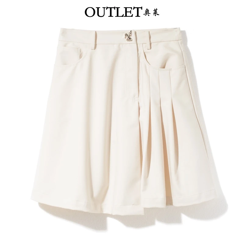 【深圳南油高货】春季新款金兔打褶时尚半身裙  Y51FK1312