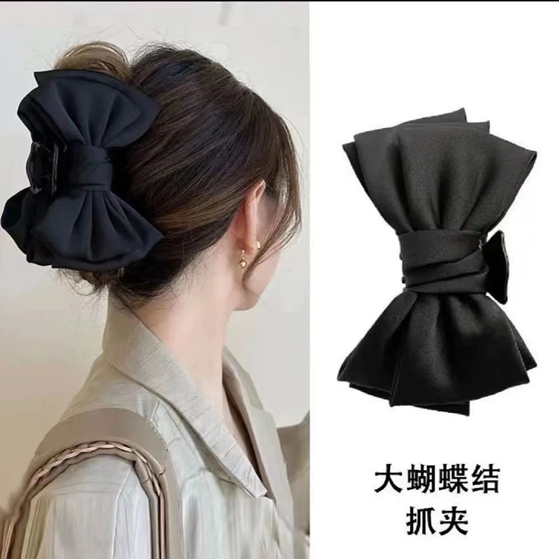 缎面纯色蝴蝶结发夹时尚百搭甜美优雅发夹头饰气质法式简约in抓夹