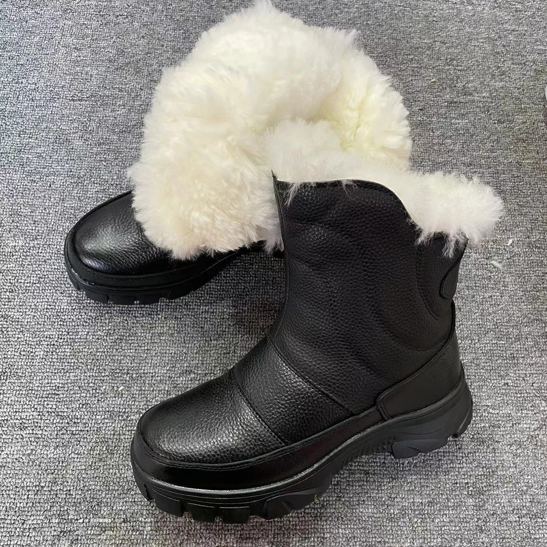 冬季加厚绵羊毛内里雪地靴 加厚保暖 防滑耐磨（黑色靴子02）
