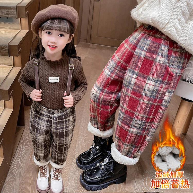 儿童秋冬加厚打底裤阔腿裤棉裤大童加绒裤子宝宝绒裤子休闲裤洋气