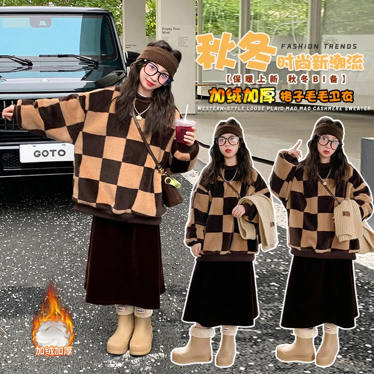 子装红色打底新款上衣卫衣/绒衫秋冬其他女童中大童儿童网红洋气