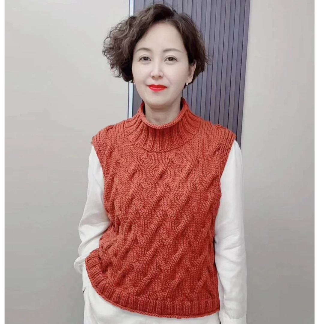 【素棉秋果马甲】手工DIY编织材料包棉线毛线团棒针毛衣送针