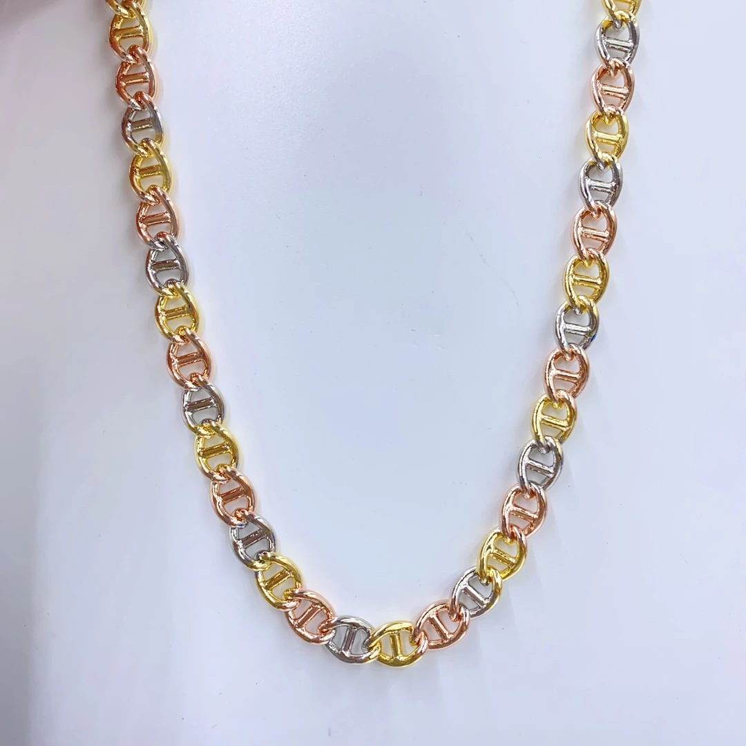 意式三色猪鼻子环扣加长60项链女-1733