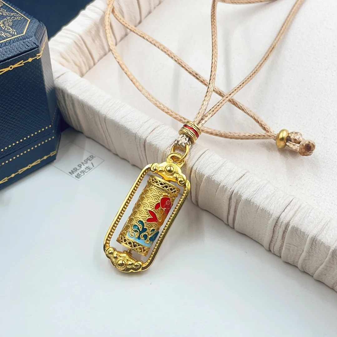 吊坠 1134  高配黄色如鱼得水旋转吊坠编织项链