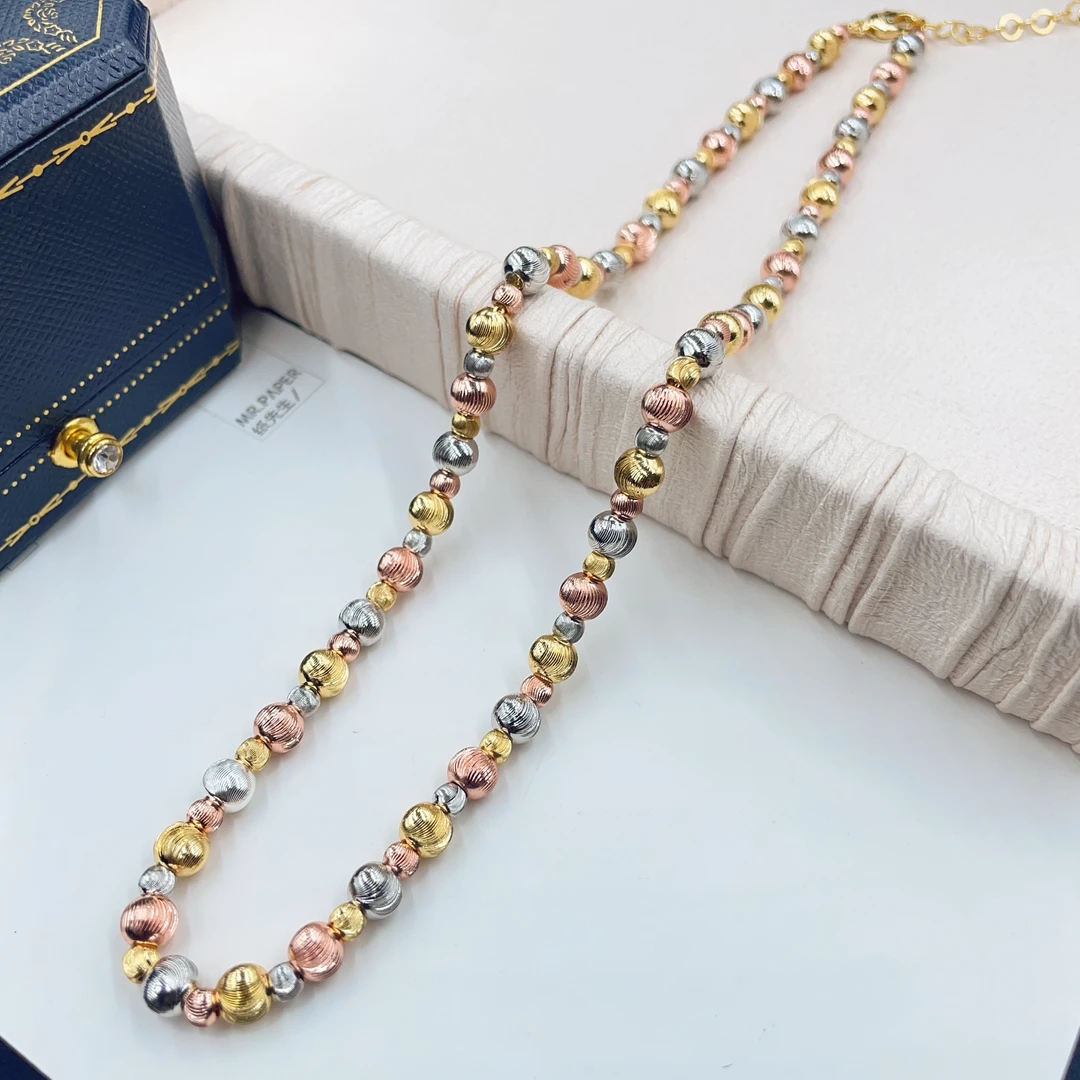 意式三色猫拉丝珠珠有隔珠项链多样性发货-405