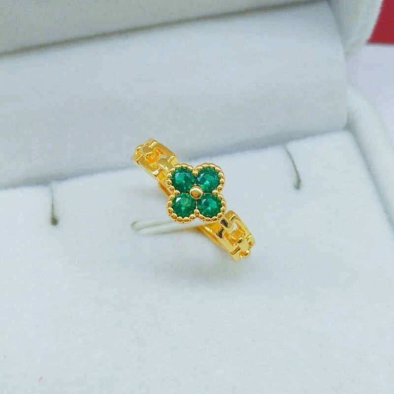 戒指 经典四草扣开口戒指-548