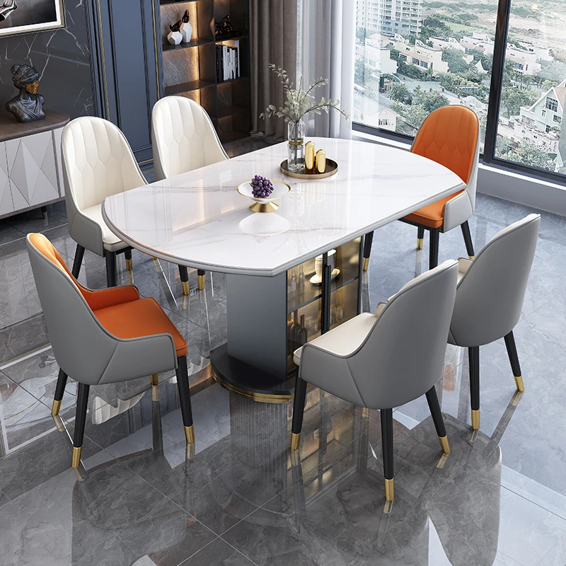 岩板餐桌带储物餐桌椅组合家用小户型伸缩可折叠电磁炉饭桌家用