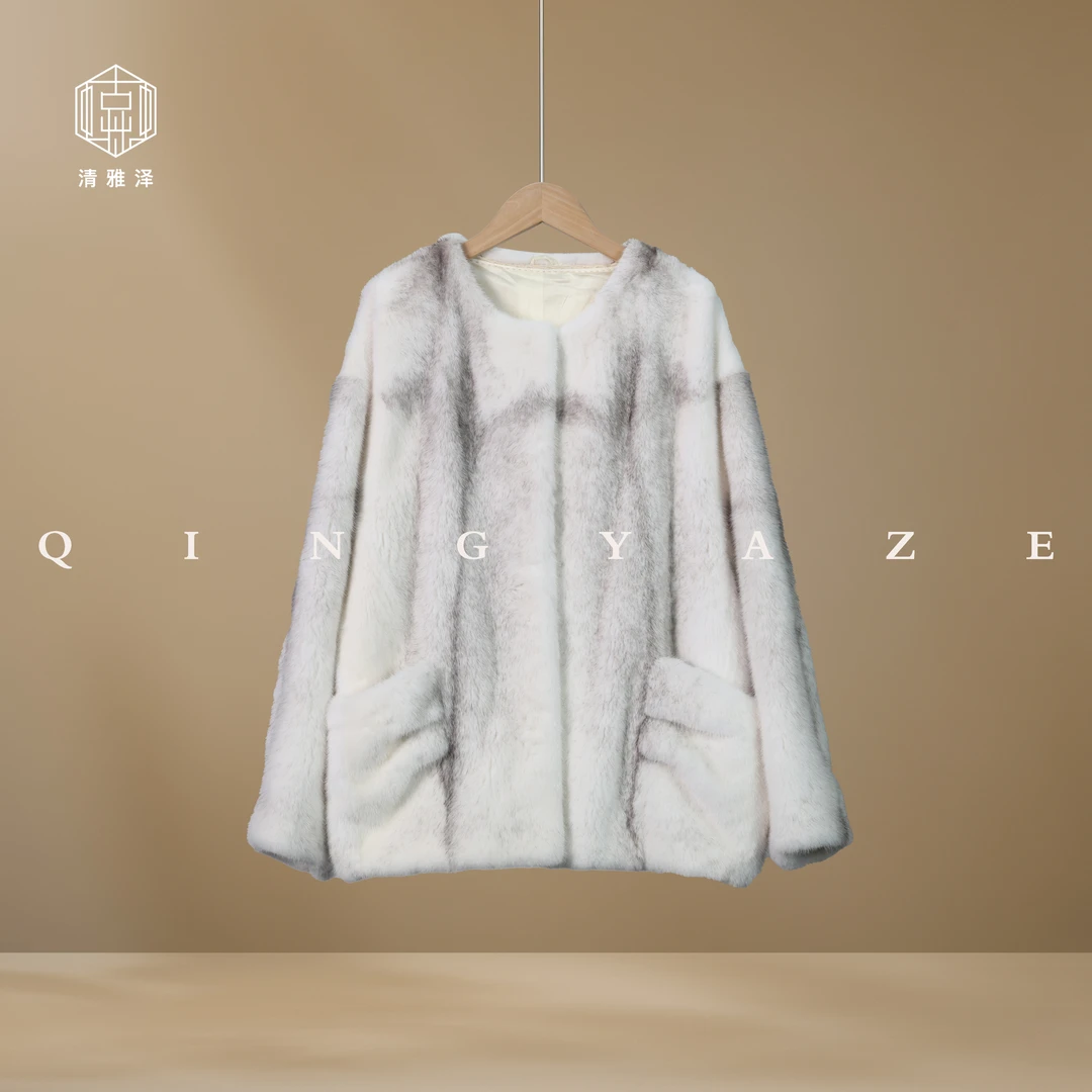 白富美！银十字丹麦进口水貂外套！GZ4802